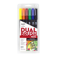 Dual Brush Pen Primary 6-Pack